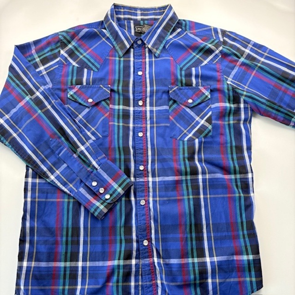 High Noon Mens Plaid Long Sleeve Western Snap Front Shirt‎ Size Large